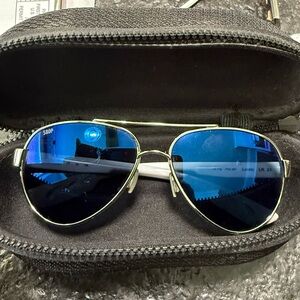Costa Blue Mirrored Lens Aviator Sunglasses with Gold Frame